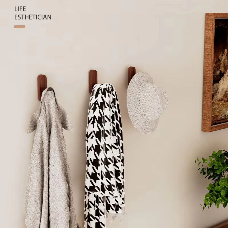 Self-Adhesive Walnut Wood Wall Hooks – 1, 2 or 4 Pack