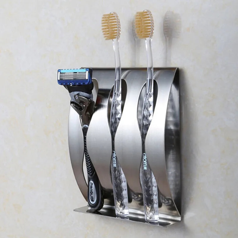 Self-Adhesive Wall-Mounted Toothbrush Holder, 2/3 Hooks