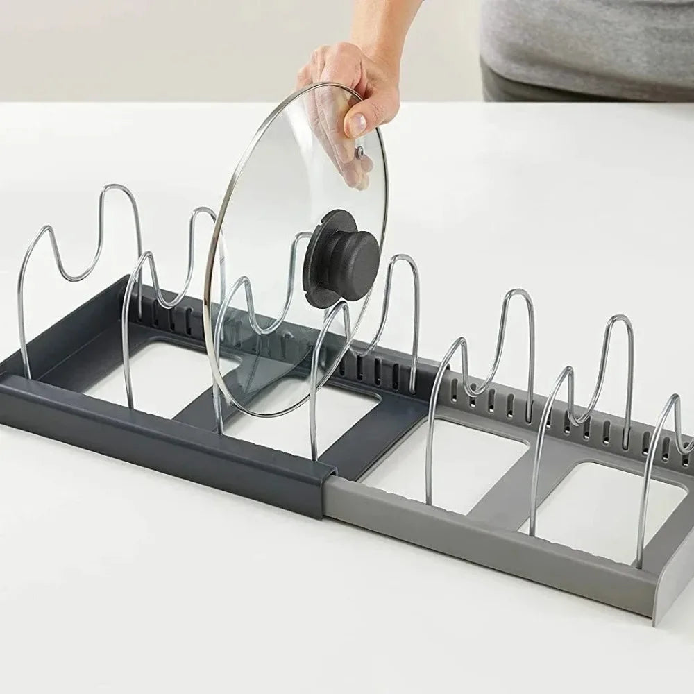 7-Grid Telescopic Pot & Lid Organizer