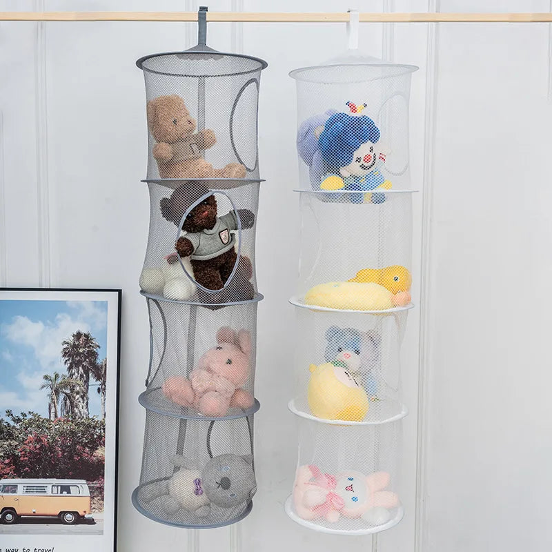 4-Compartment Foldable Hanging Mesh Organizer