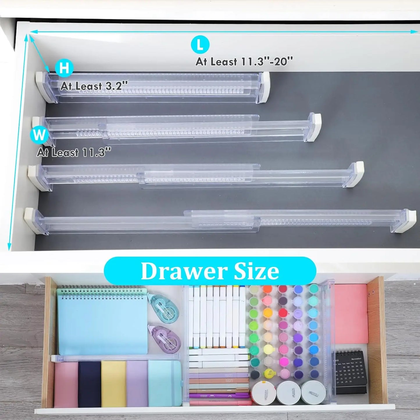 6/8/10/12-Pack Expandable Drawer Organizers