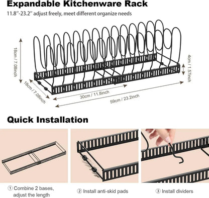 Expandable Pot, Pan & Lid Organizer with 10 Dividers — product image 5 of 8
