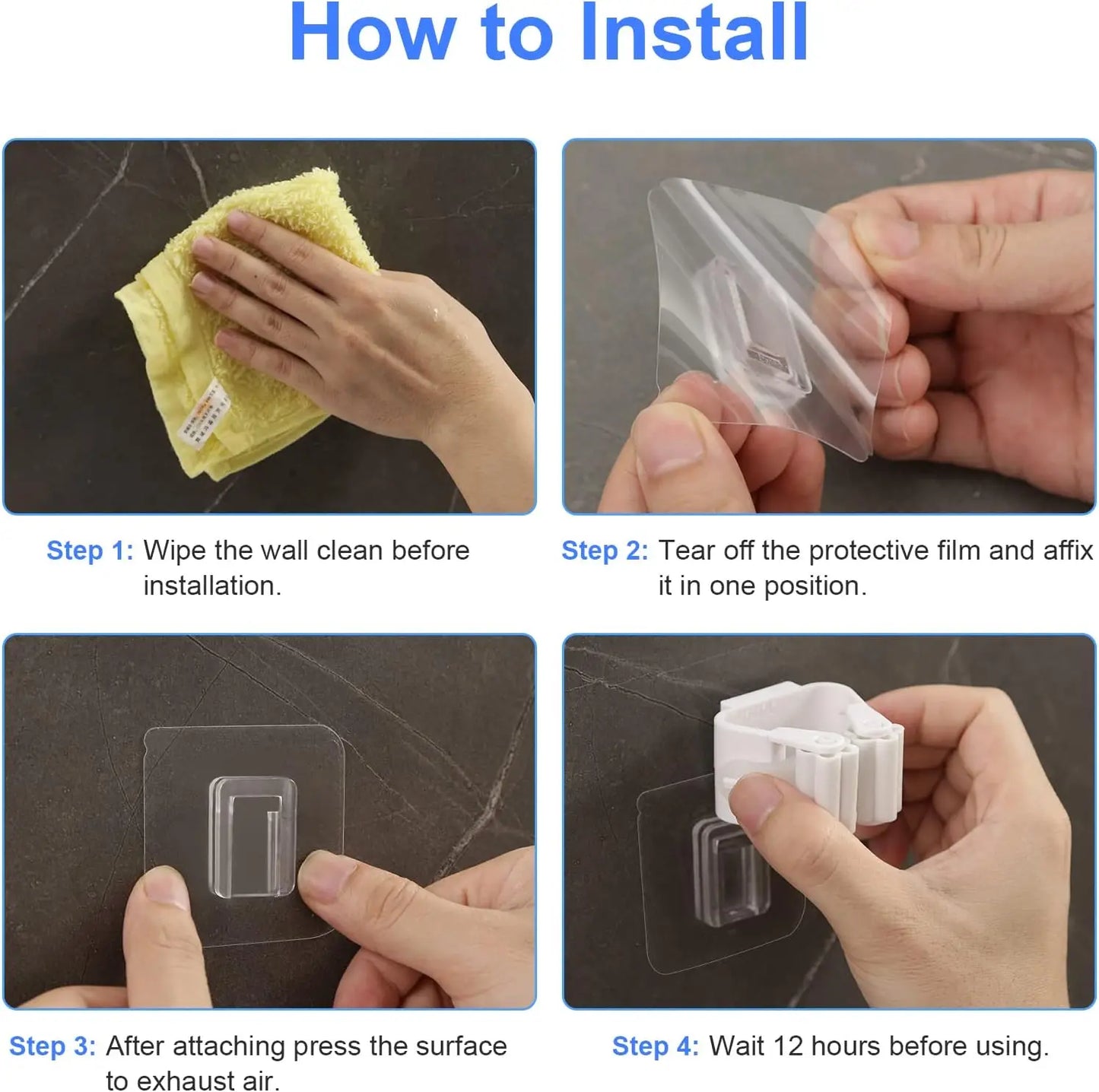 Adhesive Multi-Purpose Wall Hooks for Brooms & Mops