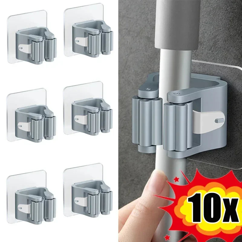 Self-Adhesive Wall-Mounted Broom & Mop Holder
