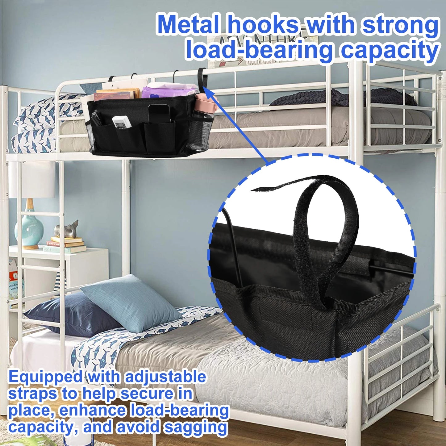 Multi-Pocket Oxford Fabric Bedside Caddy