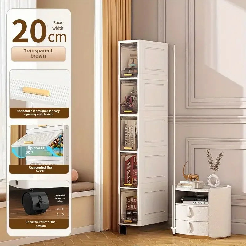 20 cm Slim Rolling Storage Cabinet, 3/4/5 Tiers