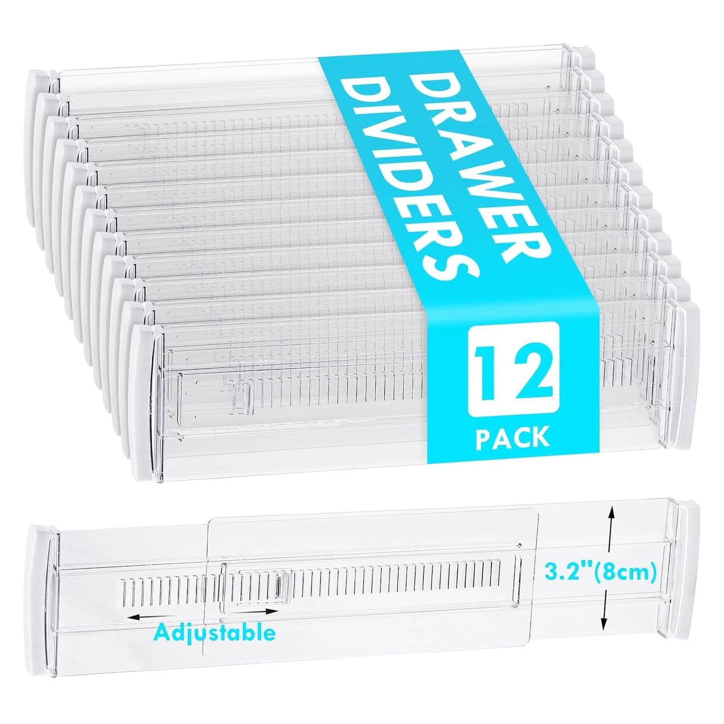 6/8/10/12-Pack Expandable Drawer Organizers