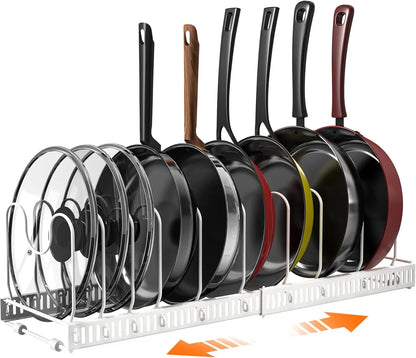 Expandable Pot, Pan & Lid Organizer with 10 Dividers