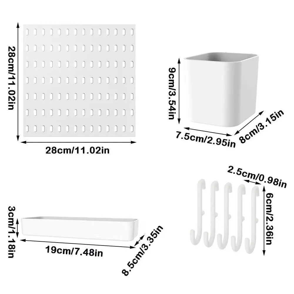 Wall-Mounted Pegboard Organizer with Hooks