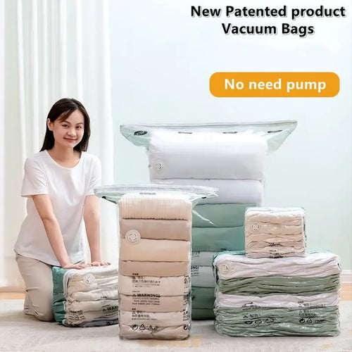 No-Pump Vacuum Storage Bags – Flat & Cubic Sizes — product image 1 of 12