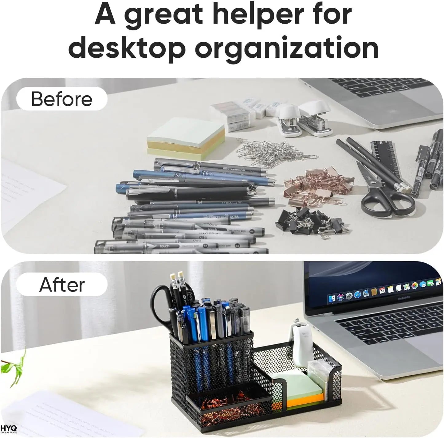 3-Compartment Mesh Desk Organizer