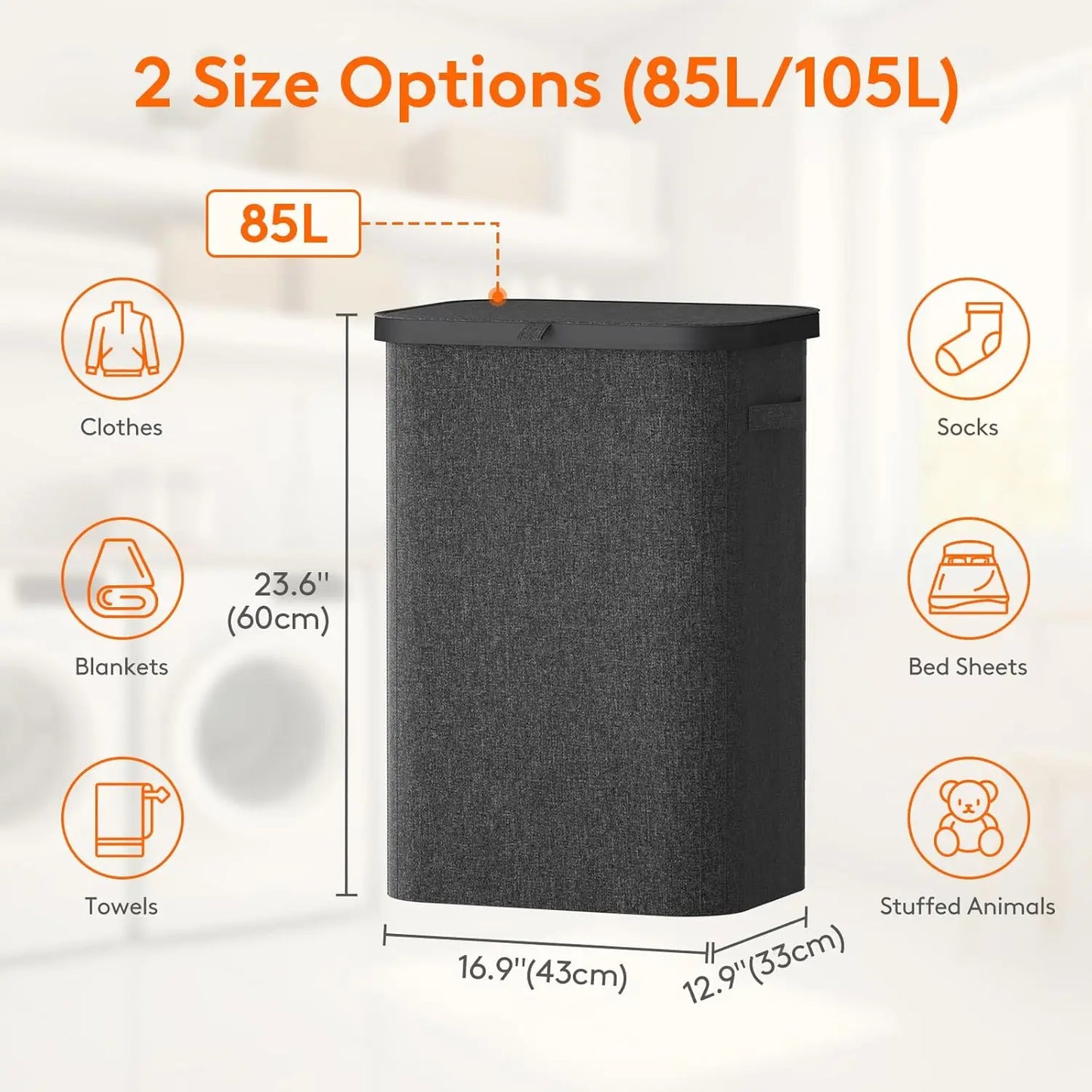 85 L Laundry Hamper with Handles & Inner Bag