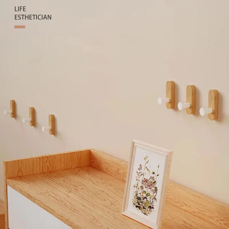 Self-Adhesive Walnut Wood Wall Hooks – 1, 2 or 4 Pack