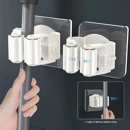 Adhesive Multi-Purpose Wall Hooks for Brooms & Mops