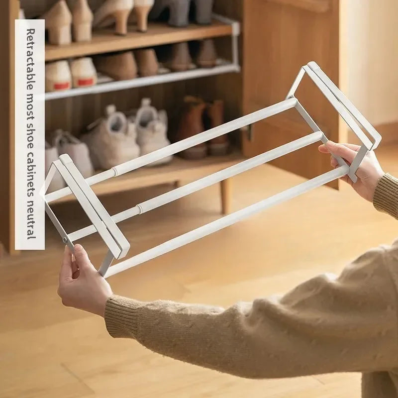 Adjustable Layered Shoe Rack with Hanging Basket