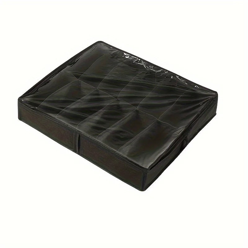 12-Compartment Foldable Under-Bed Shoe Organizer