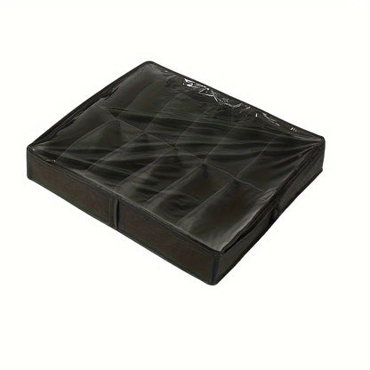 12-Compartment Foldable Under-Bed Shoe Organizer