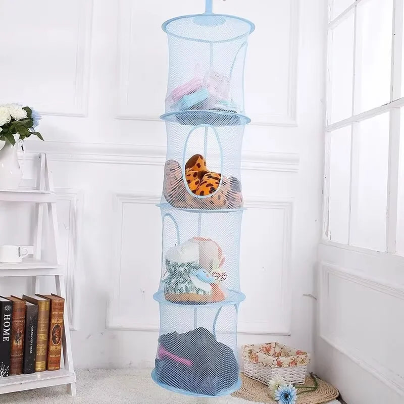 4-Compartment Foldable Hanging Mesh Organizer