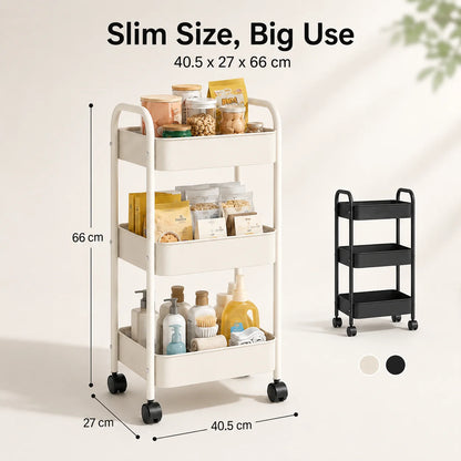3-Tier Slim Metal Rolling Utility Cart — product image 2 of 8