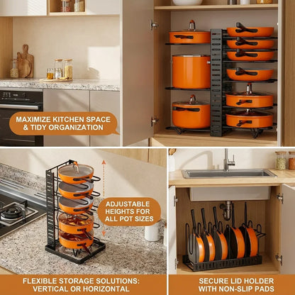 8-Tier Metal Pot, Pan & Lid Organizer — product image 1 of 8