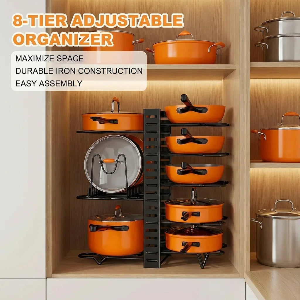 8-Tier Metal Pot, Pan & Lid Organizer