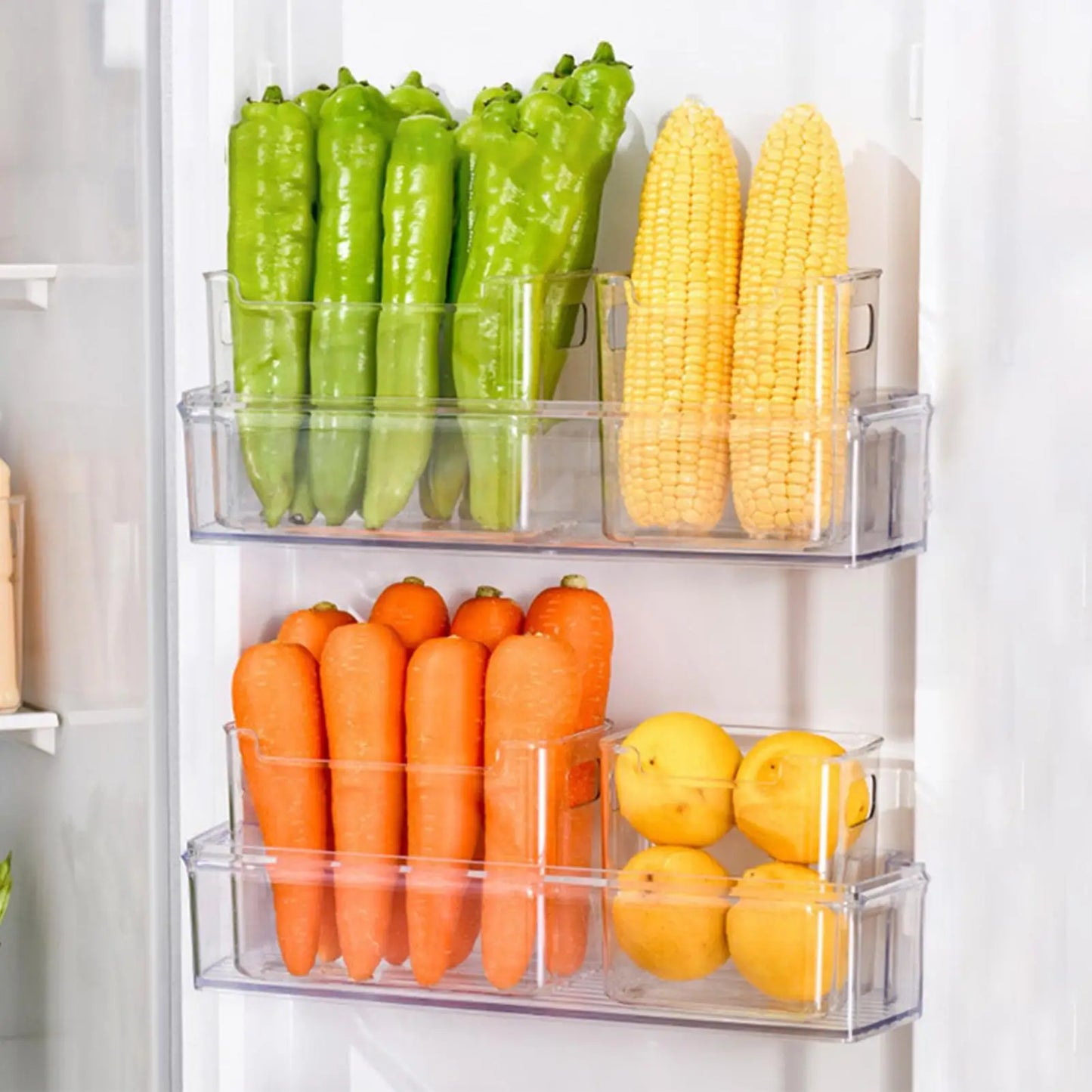 Clear Refrigerator Storage Bins with Handles