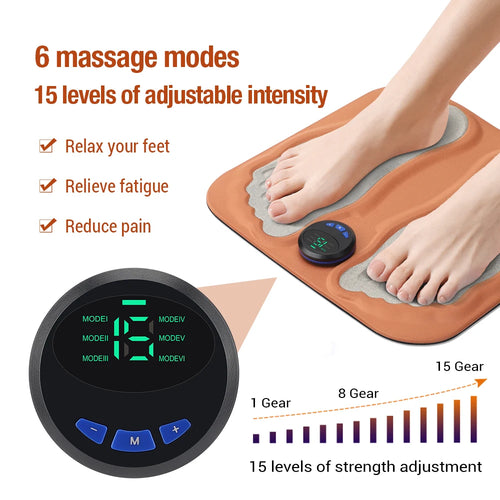 EMS Foot Massager Pad – Electric Muscle Stimulator, 6 Modes