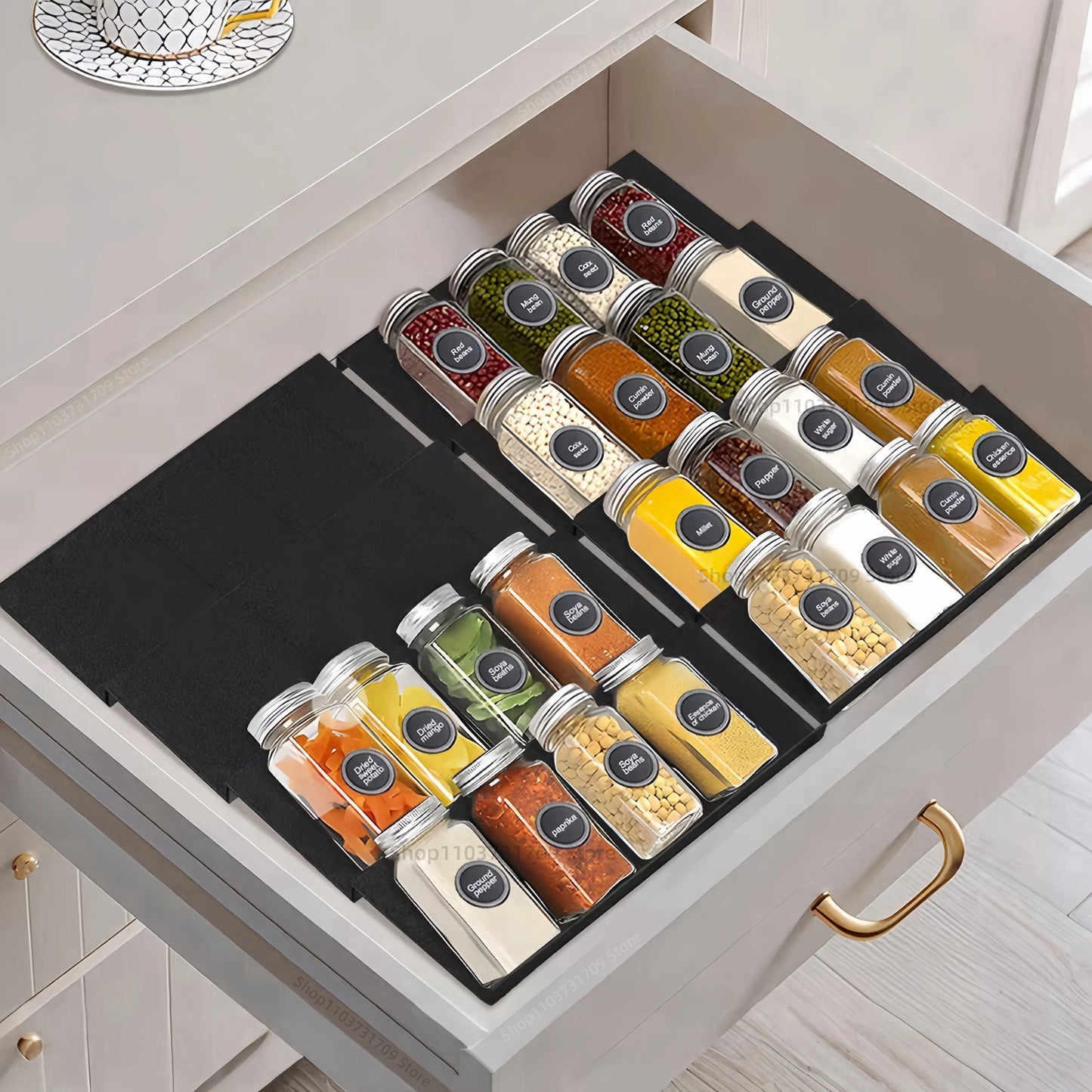 4-Layer Adjustable Spice Drawer Organizer