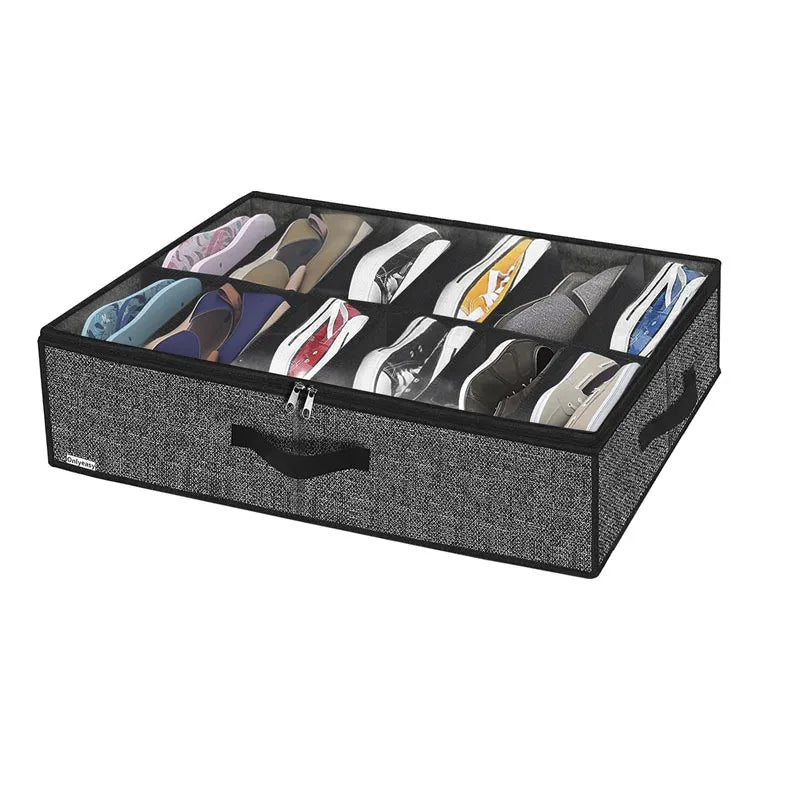 Under-Bed Shoe Storage Organizer with Clear Cover