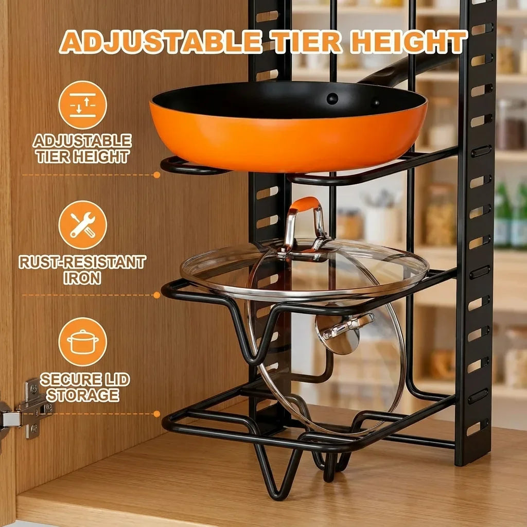 8-Tier Metal Pot, Pan & Lid Organizer