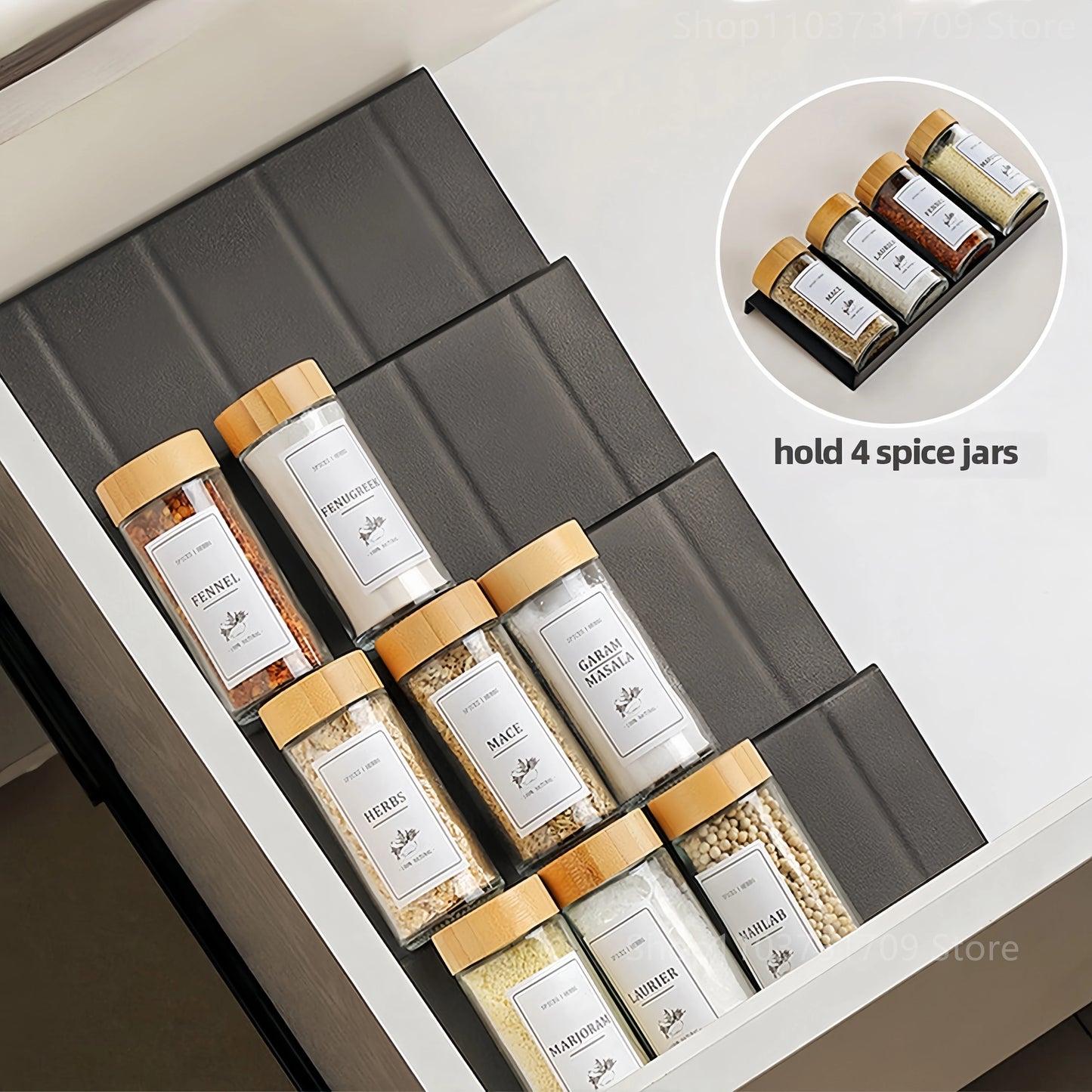 4-Layer Adjustable Spice Drawer Organizer