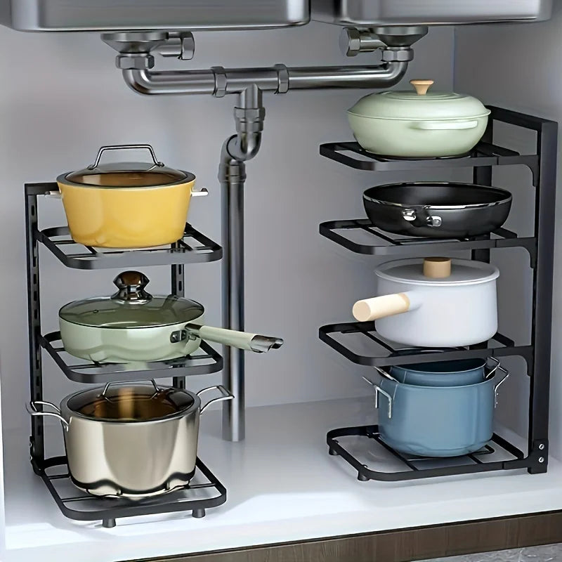 Adjustable Pot & Pan Organizer – 2 to 5 Tiers