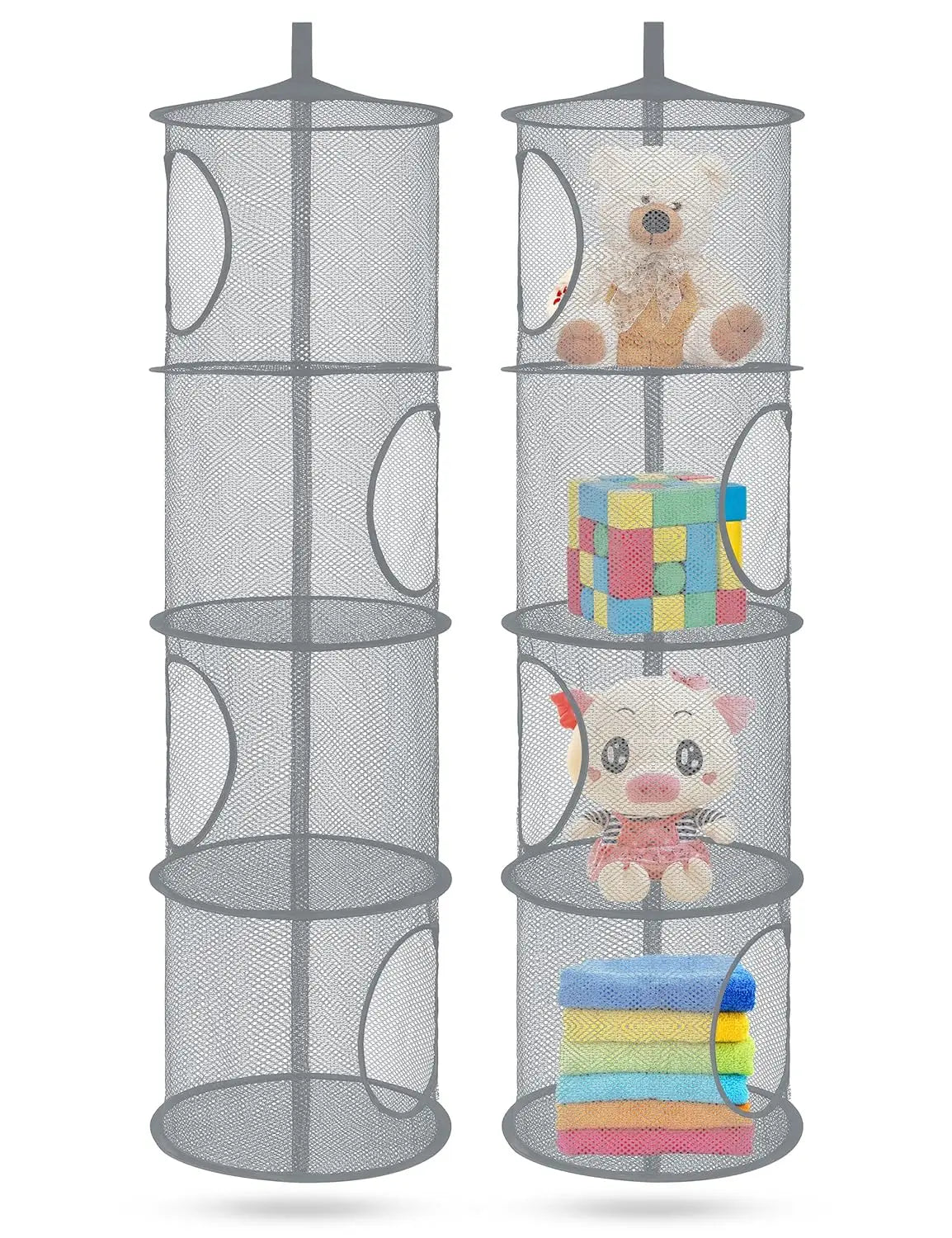 4-Compartment Foldable Hanging Mesh Organizer