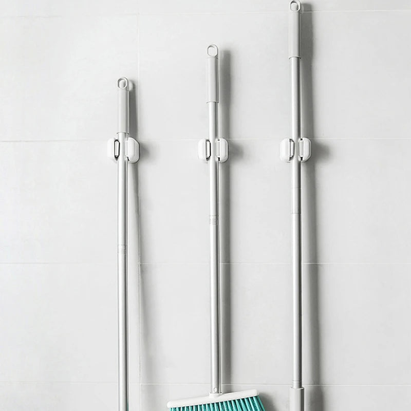 1/4-Piece No-Drill Wall-Mounted Broom & Mop Clips
