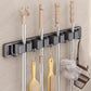 3–5 Hook Wall-Mounted Broom & Mop Holder