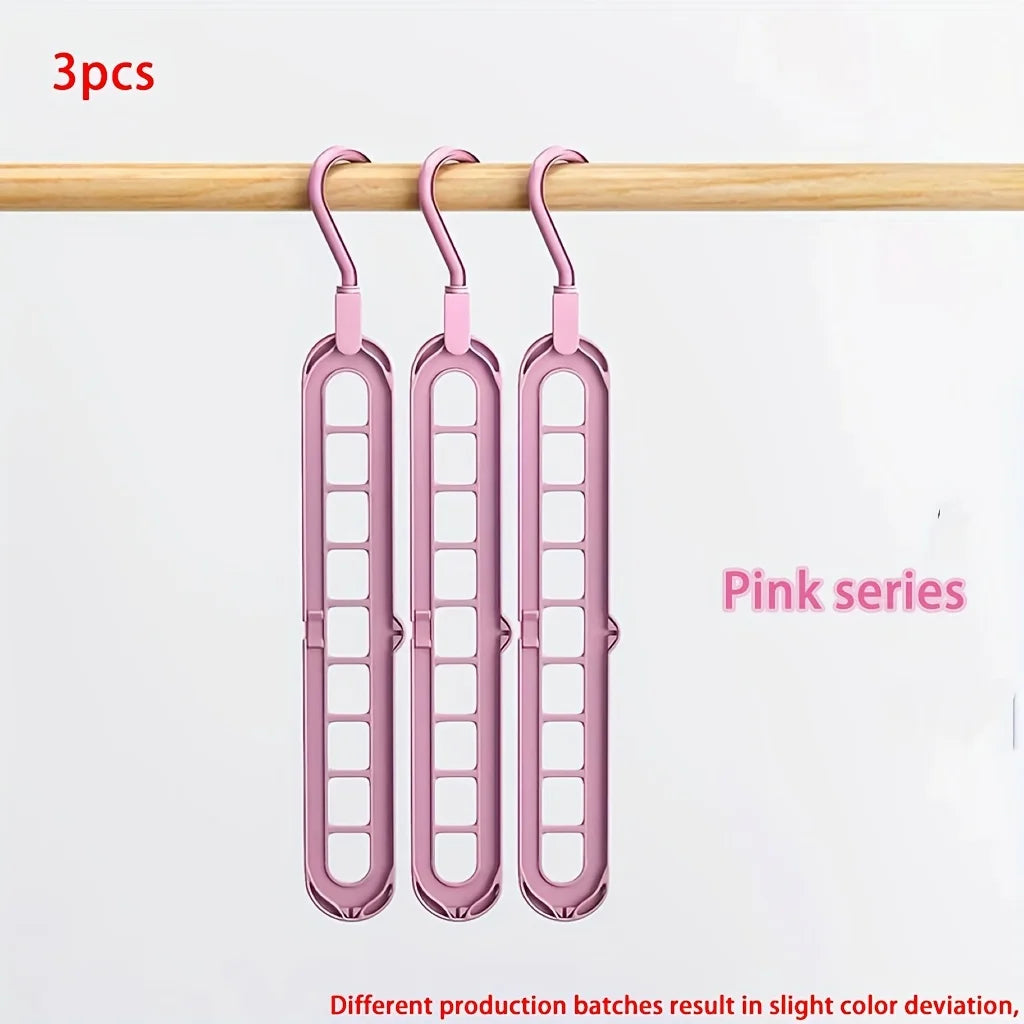 3-Piece 9-Hole Foldable Space-Saving Hangers