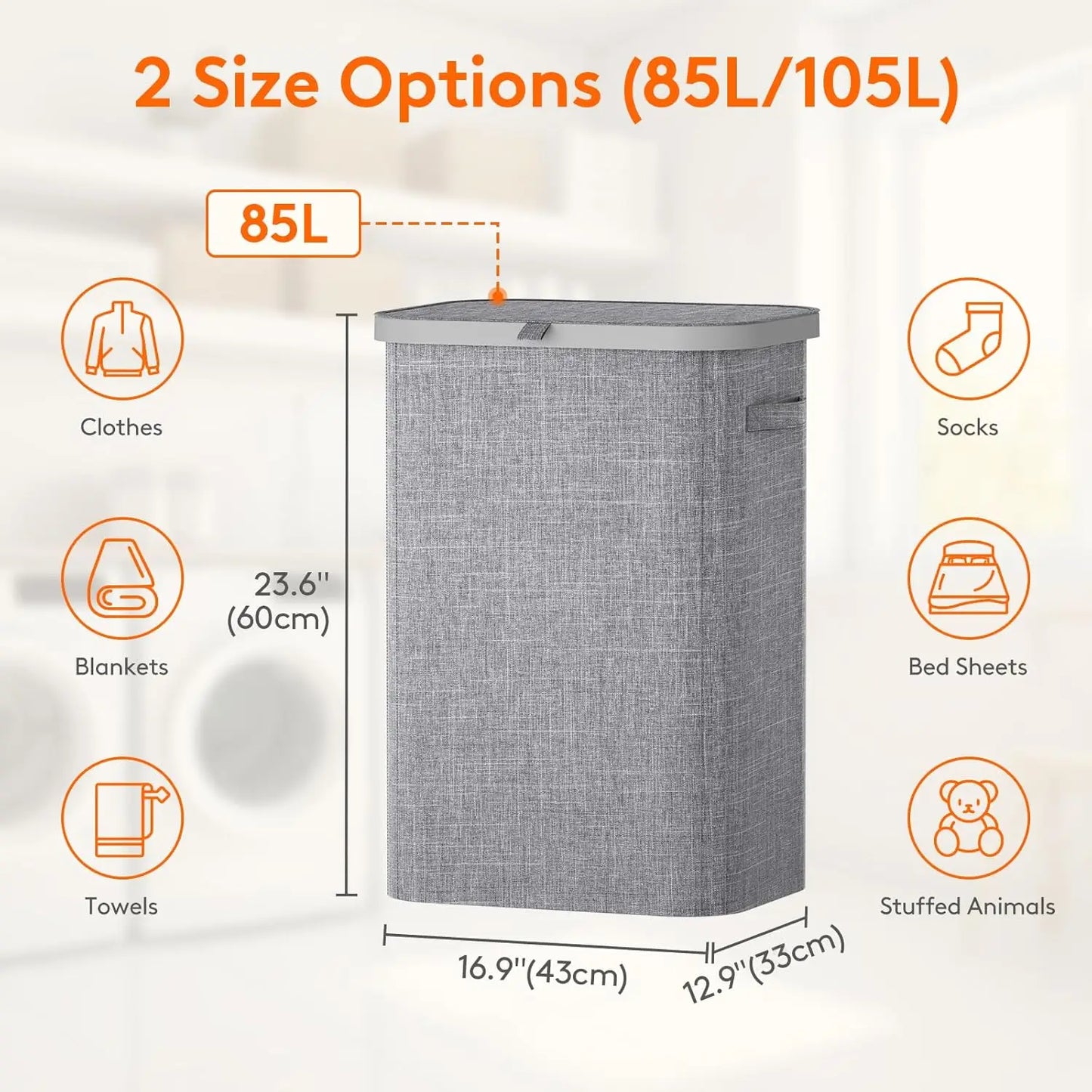 85 L Laundry Hamper with Handles & Inner Bag