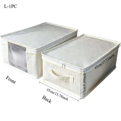 Linen Bedding Storage Box with View Window