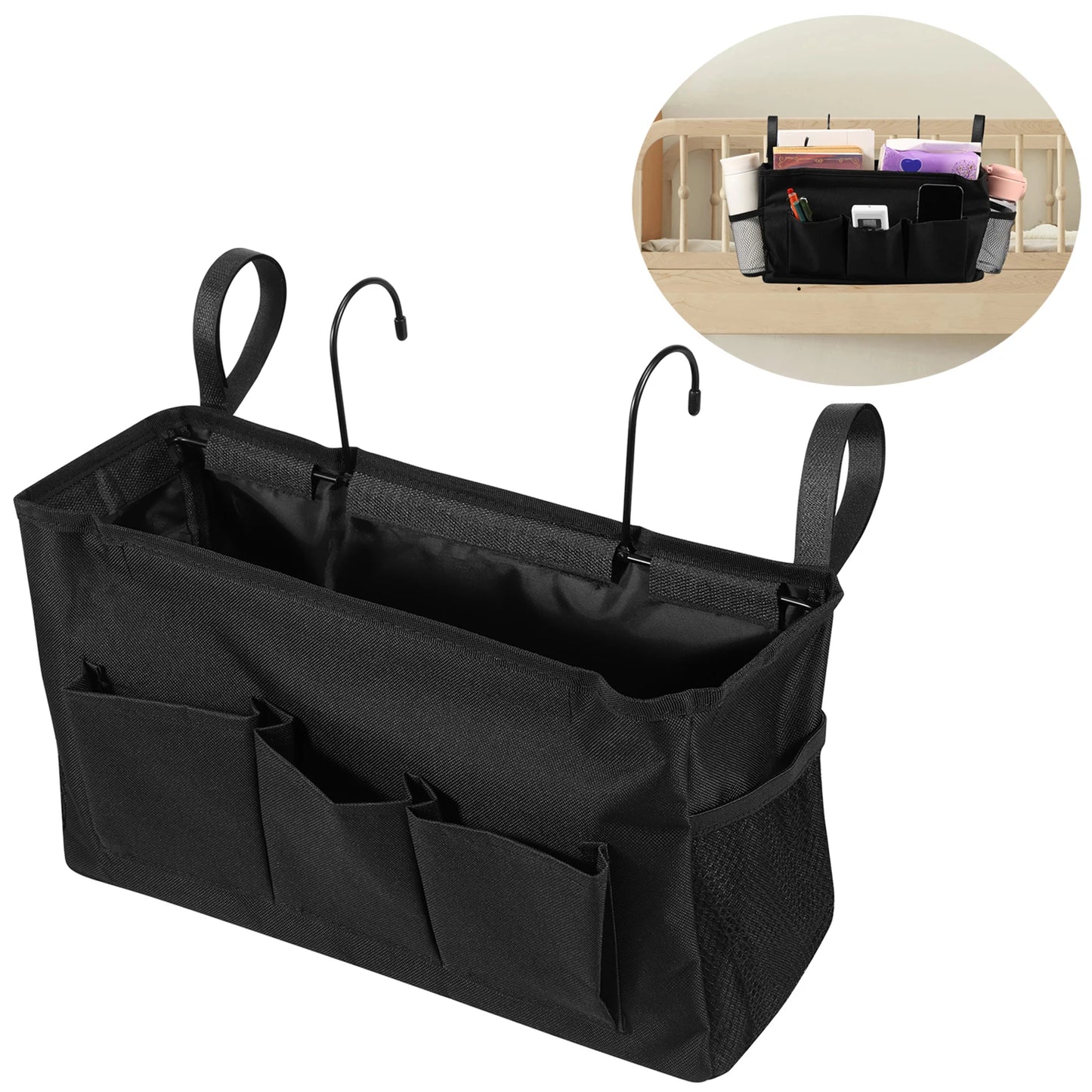 Multi-Pocket Oxford Fabric Bedside Caddy