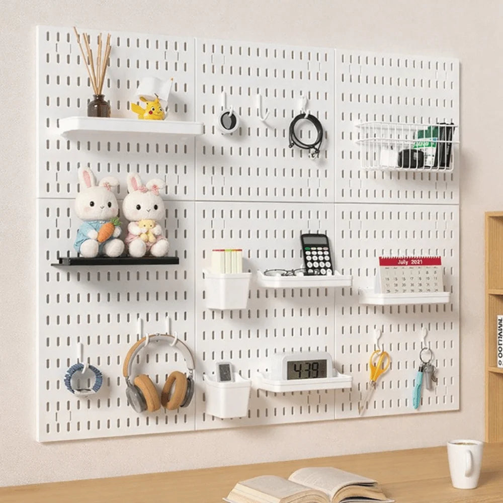 Wall-Mounted Pegboard Organizer with Hooks