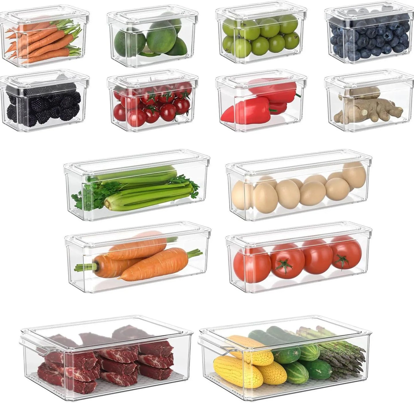 Stackable Clear Refrigerator Storage Bin with Handle