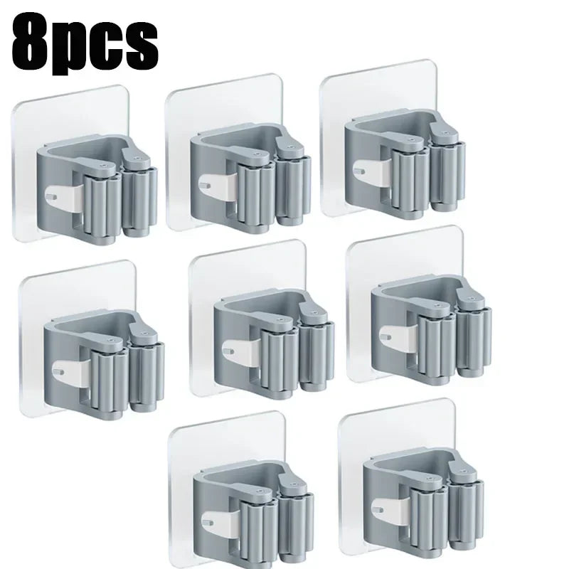 Self-Adhesive Wall-Mounted Broom & Mop Holder