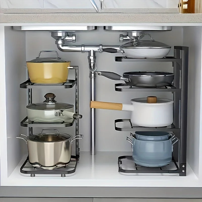 Adjustable Pot & Pan Organizer – 2 to 5 Tiers