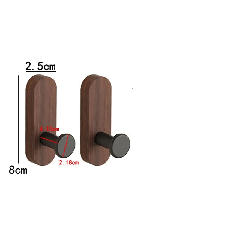 Self-Adhesive Walnut Wood Wall Hooks – 1, 2 or 4 Pack