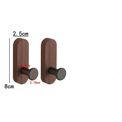 Self-Adhesive Walnut Wood Wall Hooks – 1, 2 or 4 Pack