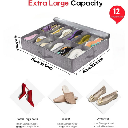 12-Pair Under-Bed Shoe Organizer with Reinforced Handles — product image 2 of 9