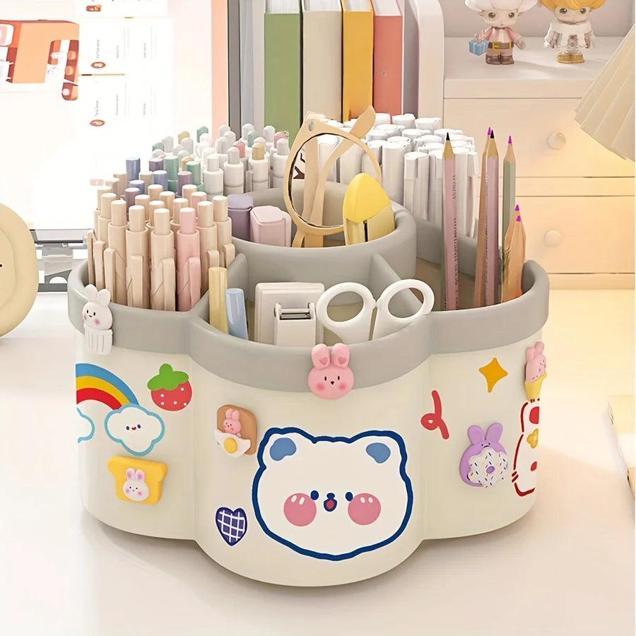Rotating Multi-Compartment Desk Organizer