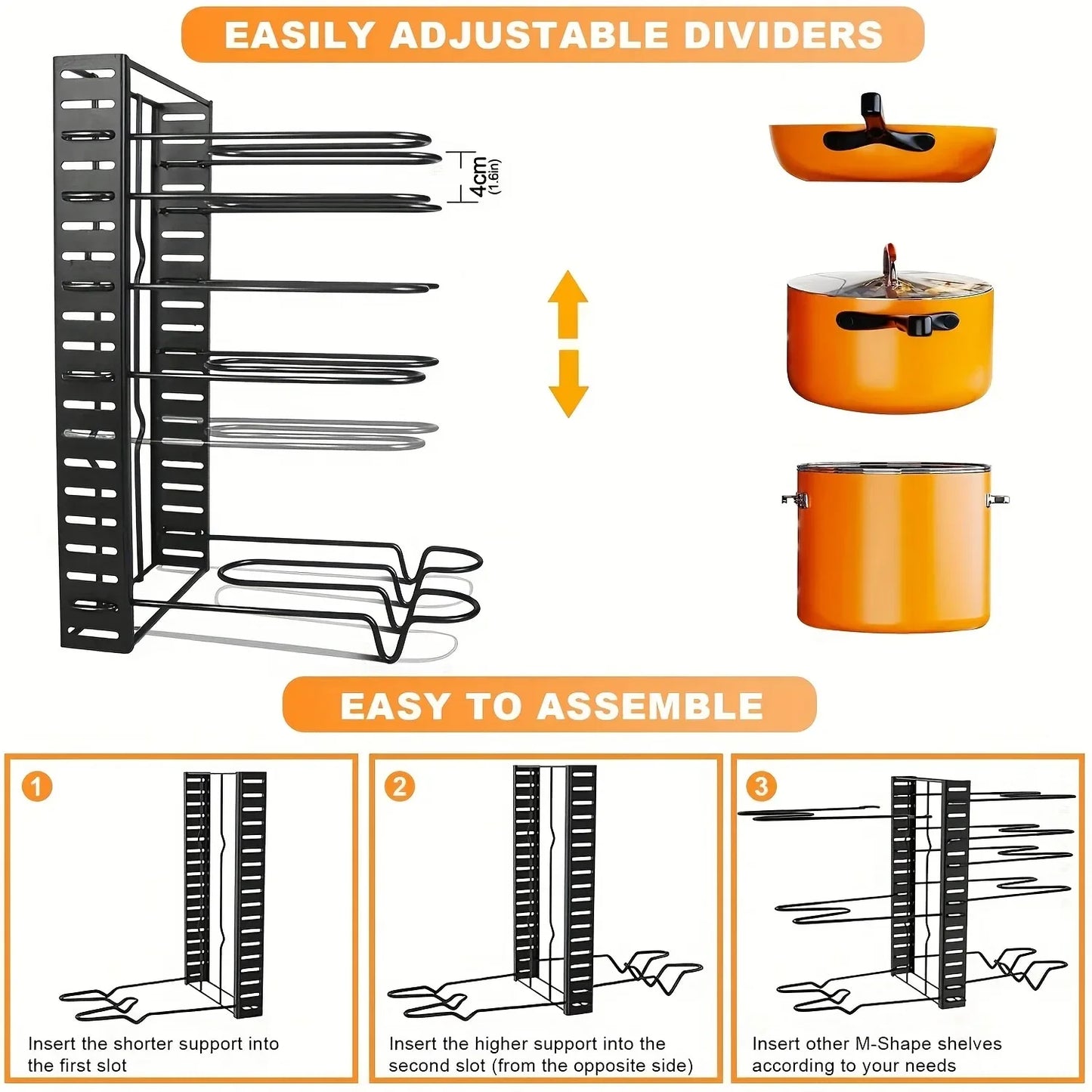 8-Tier Metal Pot, Pan & Lid Organizer