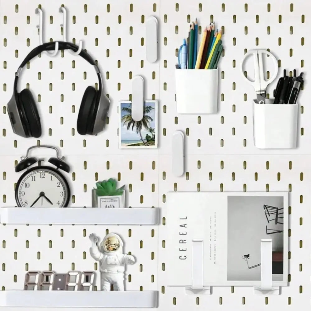 Wall-Mounted Pegboard Organizer with Hooks