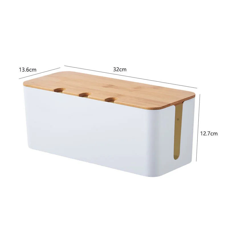 Bamboo-Lid Cable Management Box